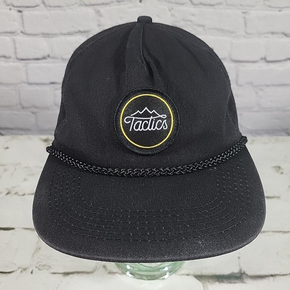 Tactics Black Rope Front Snapback Hat Adjustable Ball Cap